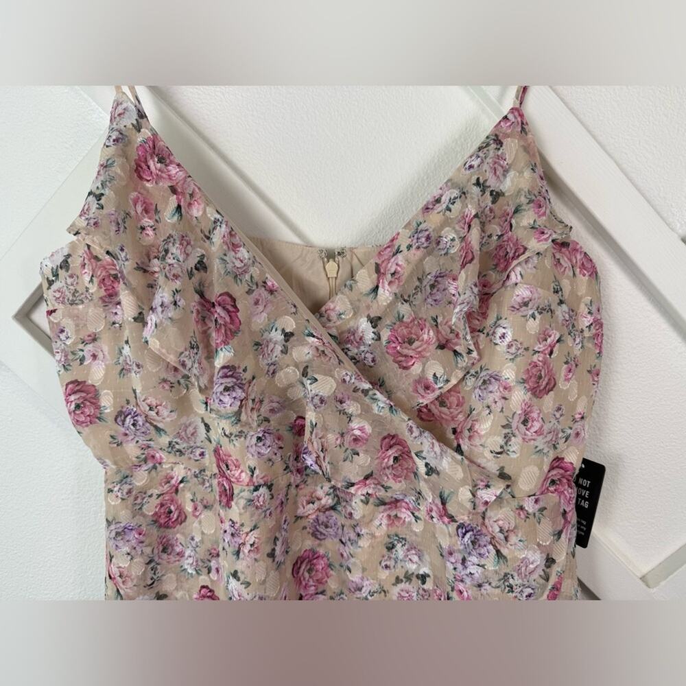 NWT Express Floral Print Ruffle Faux Wrap Hi-Lo Maxi Dress Size Large Coquette - Picture 4 of 12